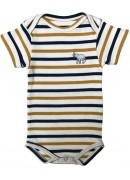 WHITE, YELLOW AND BLUE STRIPED BABY SUIT